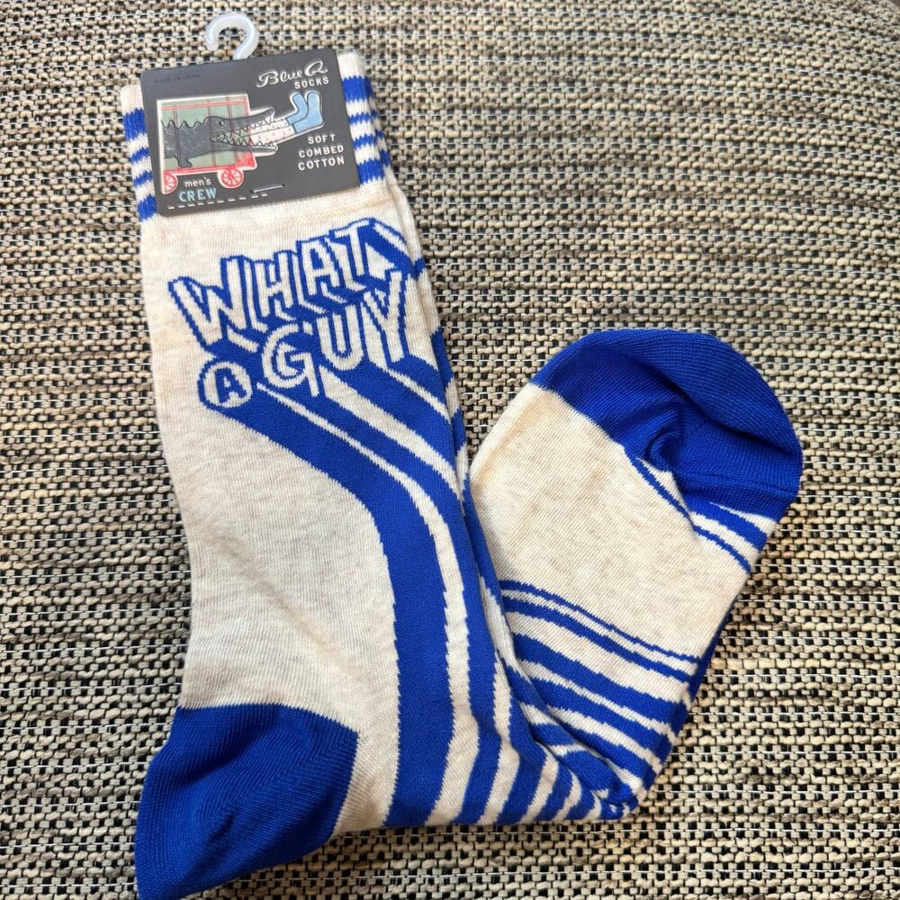 Blue Q What A Guy Men’s Crew Socks Funny Novelty Cotton Size 7-12 NWT Gift